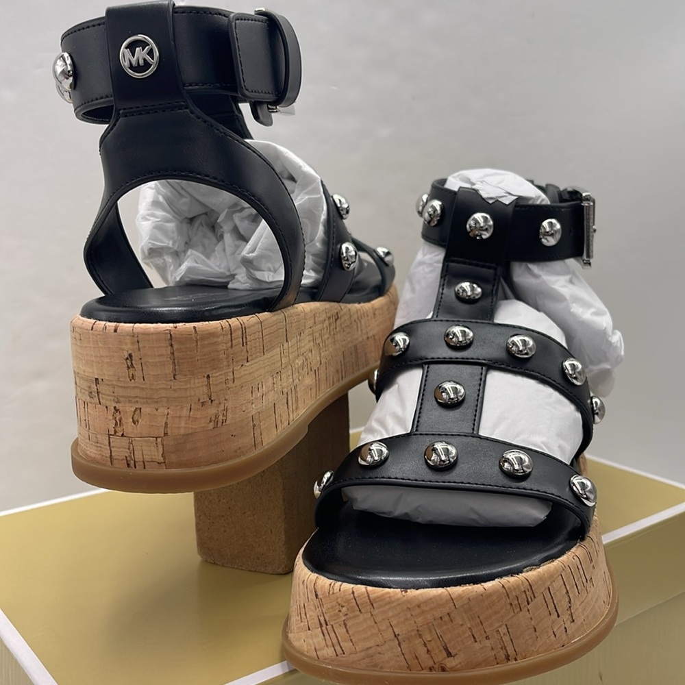 MICHAEL KORS Selah Studded Platform Gladiator Silver Studded Sandal
Black 
New - Picture 8 of 16
